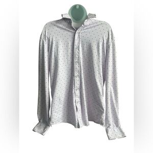 Men's Buttercloth Light Pink and Navy Print Long Sleeve Regular Fit Medium